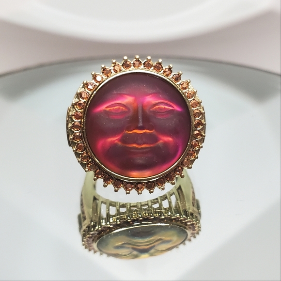 KIRKS FOLLY Rose Iridis Seaview Moon Face Jeweled Ring - Picture 2 of 5